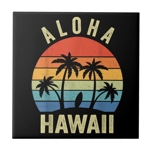 Aloha Hawaii Hawaiian Island Shirt Palm Beach Surf Ceramic Tile (Front)