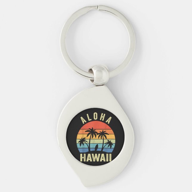 Aloha Hawaii Hawaiian Island Shirt Palm Beach Surf Key Ring (Front)