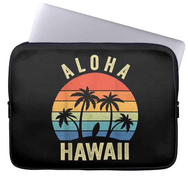 Aloha Hawaii Hawaiian Island Shirt Palm Beach Surf Laptop Sleeve (Front)
