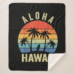 Aloha Hawaii Hawaiian Island Shirt Palm Beach Surf Sherpa Blanket
