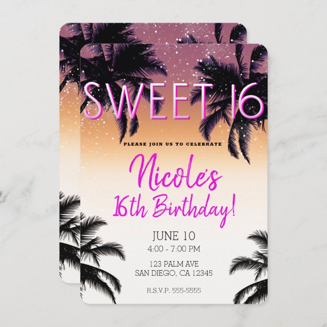 Aloha Hawaii Hawaiian Island Summer Sweet 16 Invitation (Front/Back)