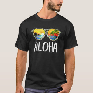 Aloha Hawaii Hawaiian Island Sunglasses Palm Trees T-Shirt