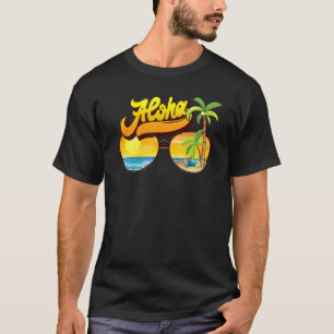 Aloha Hawaii Hawaiian Island Sunglasses Palm Trees T-Shirt