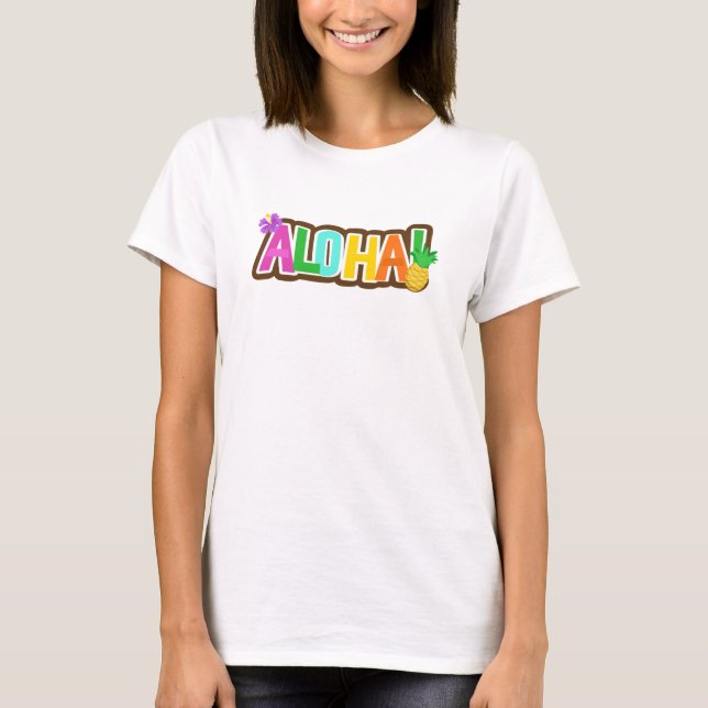 Aloha Hawaii Hawaiian Island Surfing Tropical T-Shirt (Front)