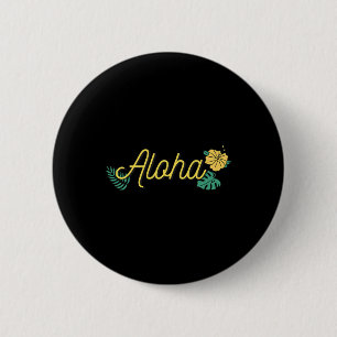 Aloha Hawaii Hawaiian Island Tropical Hibiscus Flo 6 Cm Round Badge