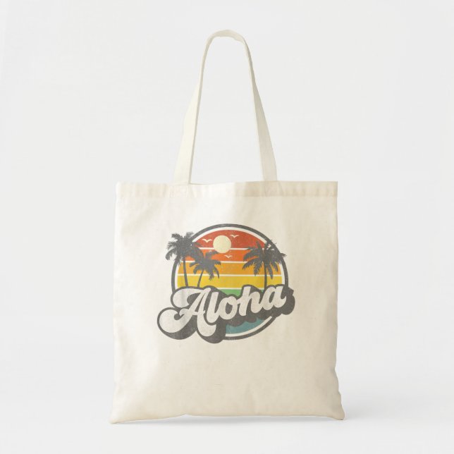 Aloha Hawaii Hawaiian Island Vacation Palm Trees B Tote Bag (Front)