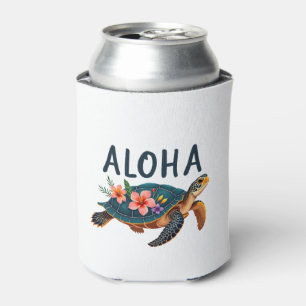 Aloha Hawaii Hawaiian-Shirt Turtle Hibiscus Kids G Can Cooler