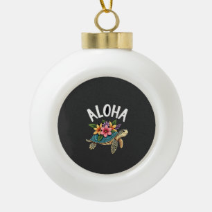 Aloha Hawaii Hawaiian-Shirt Turtle Hibiscus Kids G Ceramic Ball Christmas Ornament
