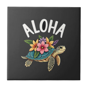 Aloha Hawaii Hawaiian-Shirt Turtle Hibiscus Kids G Ceramic Tile