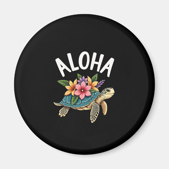 Aloha Hawaii Hawaiian-Shirt Turtle Hibiscus Kids G Magnet (Front)