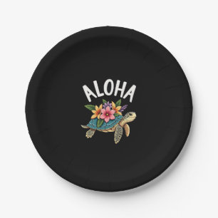 Aloha Hawaii Hawaiian-Shirt Turtle Hibiscus Kids G Paper Plate