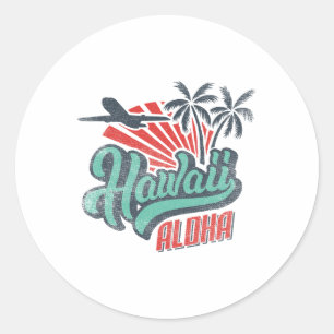 Aloha Hawaii Hawaiian Tee Beach Vacation Costume L Classic Round Sticker