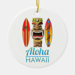 Aloha Hawaii Hawaiian Tiki Surfing Ceramic Ornament