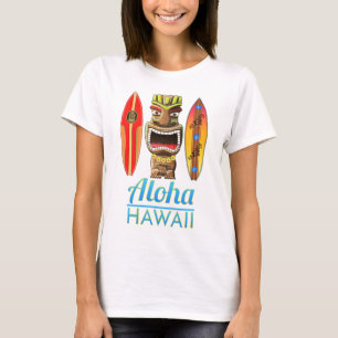Aloha Hawaii Hawaiian Tiki Surfing T-Shirt