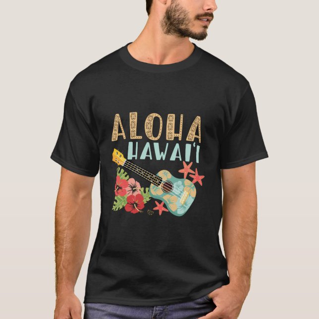 Aloha Hawaii Hawaiian Ukulele T-Shirt (Front)