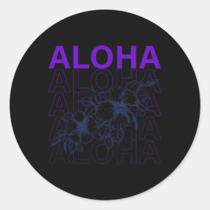 Aloha Hawaii Holiday Surfing Beach Tropical Hibisc Classic Round Sticker