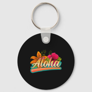 Aloha Hawaii Holiday Surfing Beach Tropical Hibisc Key Ring