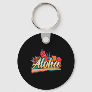 Aloha Hawaii Holiday Surfing Beach Tropical Hibisc Key Ring