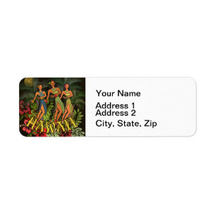 Aloha Hawaii Hula Dance Art Print Return Address Label