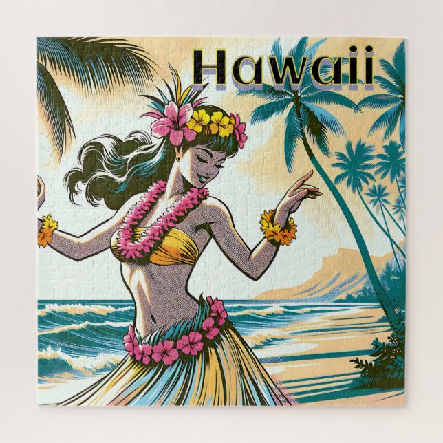 Aloha | Hawaii Hula Dancer on the Beach Jigsaw Puzzle (Vertical)
