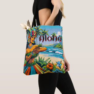 Aloha   Hawaii Hula Dancer on the Beach Tote Bag