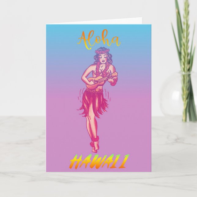 Aloha Hawaii Hula Girl   Card (Front)