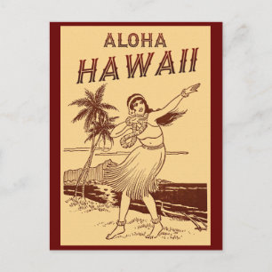 Aloha Hawaii Hula Girl   Postcard