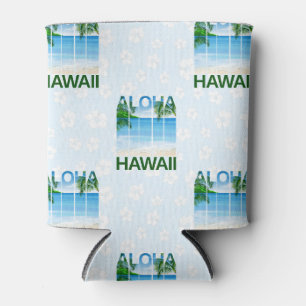 Aloha Hawaii Island Summer Beach Can Cooler