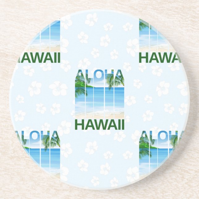 Aloha Hawaii Island Summer Beach Coaster (Front)