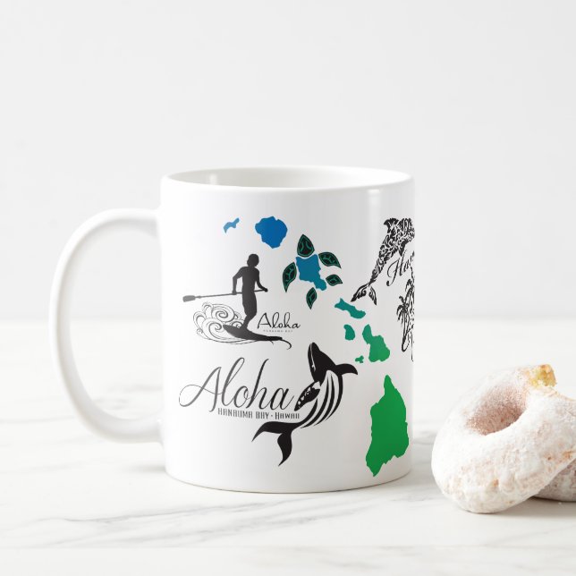 Aloha Hawaii Islands Coffee Mug (With Donut)
