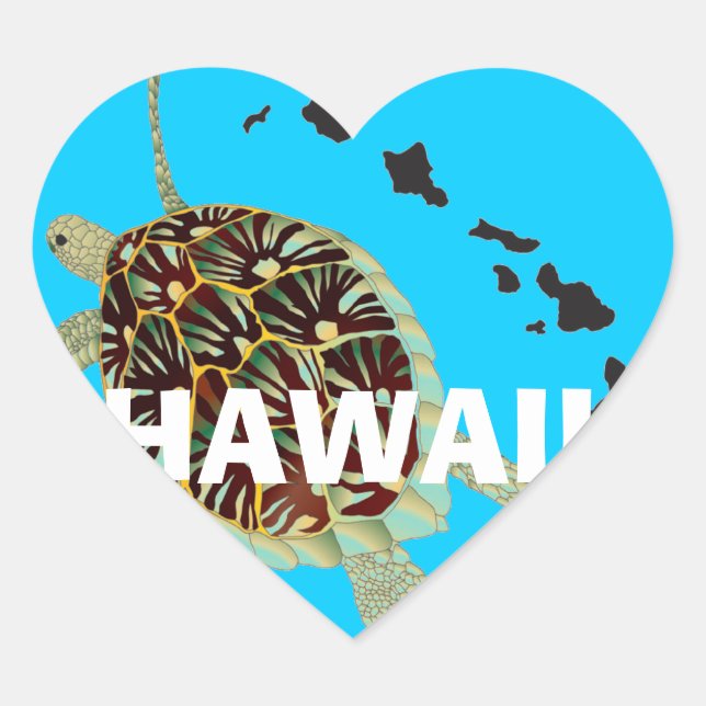Aloha Hawaii Islands Heart Sticker (Front)