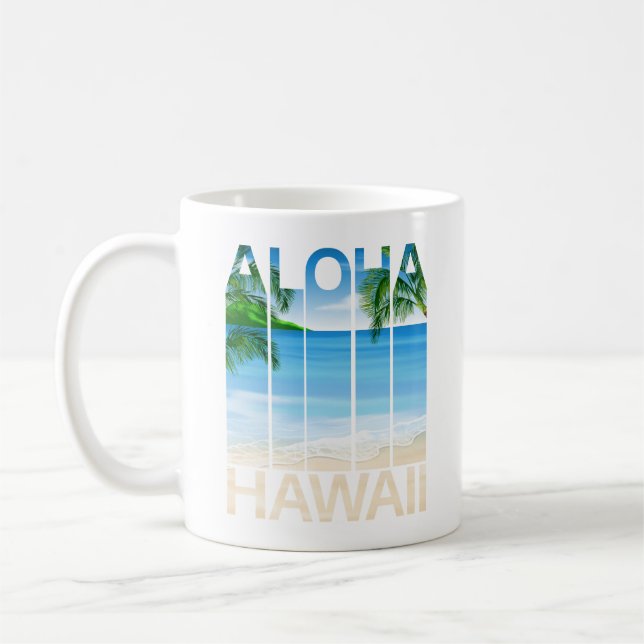 Aloha Hawaii Islands Tropical Beach Coffee Mug (Left)