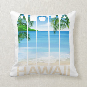Aloha Hawaii Islands Tropical Beach Cushion