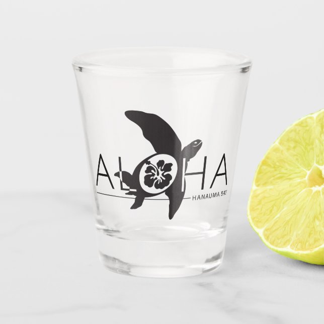 Aloha Hawaii islands turtle Shot glass (Front)