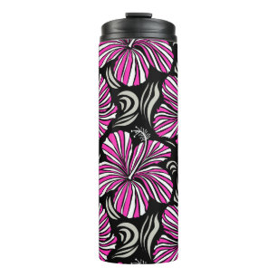 Aloha Hawaii, Luau Party invitation on black backg Thermal Tumbler
