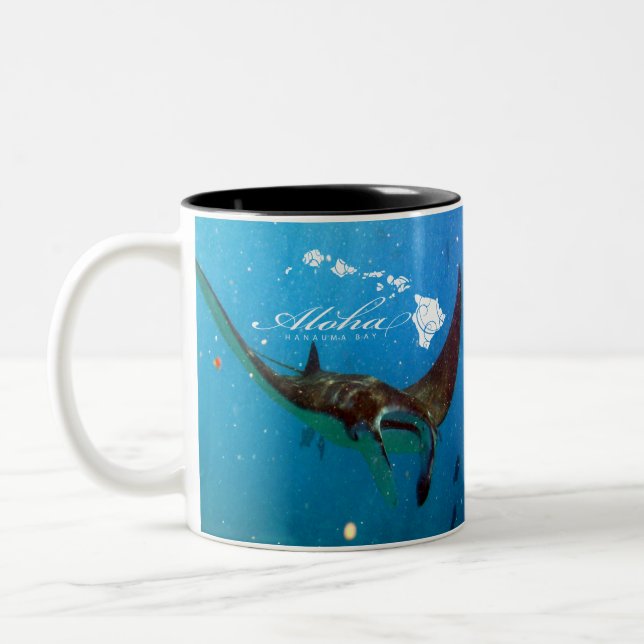 Aloha Hawaii Manta Ray and Hawaii Islands Two-Tone Coffee Mug (Left)