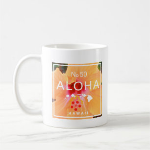 Aloha Hawaii No. 50 State Island Orange Hibiscus Coffee Mug