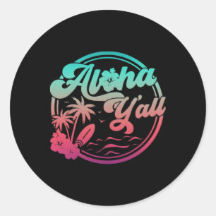 Aloha Hawaii Palm Tree Tropical Hawaiian Island Be Classic Round Sticker