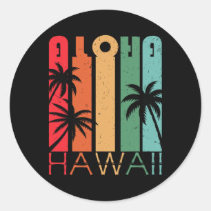 Aloha Hawaii Palm Tree Tropical Hawaiian Island Lo Classic Round Sticker