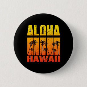 Aloha Hawaii Palm Tree Tropical Hawaiian Island Re 6 Cm Round Badge
