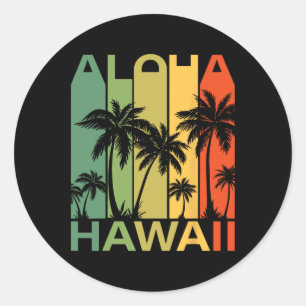 Aloha Hawaii Palm Tree Tropical Hawaiian Island Re Classic Round Sticker