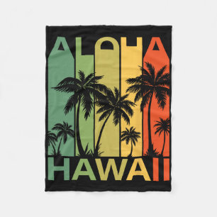 Aloha Hawaii Palm Tree Tropical Hawaiian Island Re Fleece Blanket