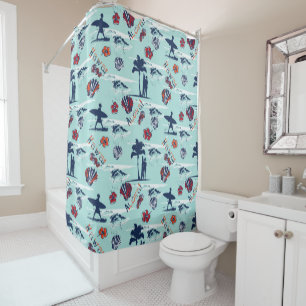 Aloha Hawaii Palm Trees Surf Hawaii Pattern Shower Curtain