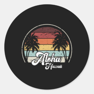 Aloha Hawaii Palms Cool Casual Summer Beach Vacati Classic Round Sticker