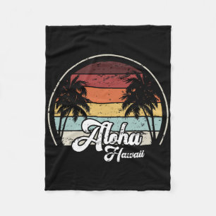 Aloha Hawaii Palms Cool Casual Summer Beach Vacati Fleece Blanket