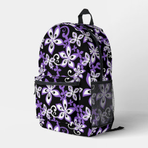 ALOHA HAWAII PATTERN IN BLACK/LAVENDER PRINTED BACKPACK