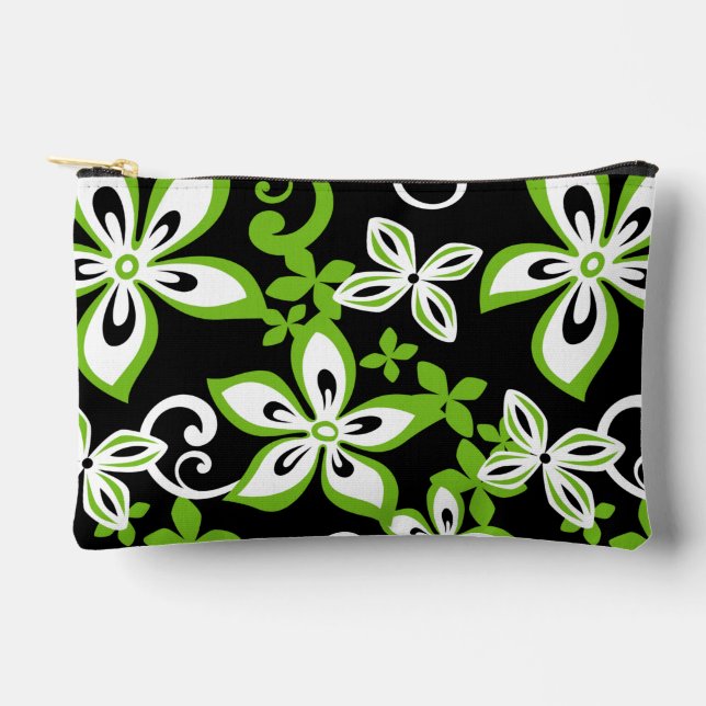 ALOHA HAWAII PATTERN IN BLACK/LIME ACCESSORY POUCH (Front)