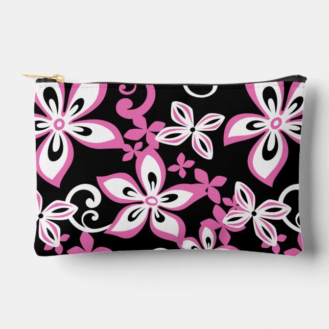 ALOHA HAWAII PATTERN IN BLACK/PINK ACCESSORY POUCH (Front)