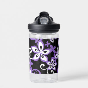 ALOHA HAWAII PATTERN IN BLACK/PURPLE WATER BOTTLE