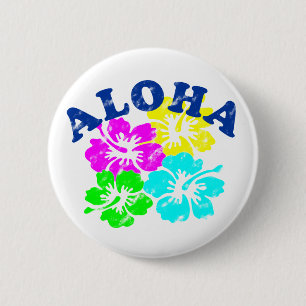 Aloha Hawaii Pinback Button: Colorful Flower Desig 6 Cm Round Badge